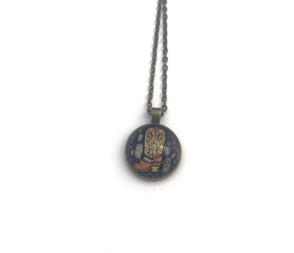 2021 USA Western Wear Boot Stamp - Postage Stamp Jewelry - Vintage Postage Stamp Necklace - Antique Bronze Finish