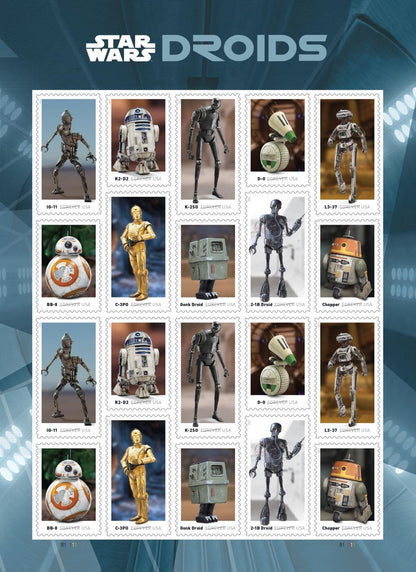 2021 Star Wars Droid BB-8 USA Stamp - Postage Stamp Necklace