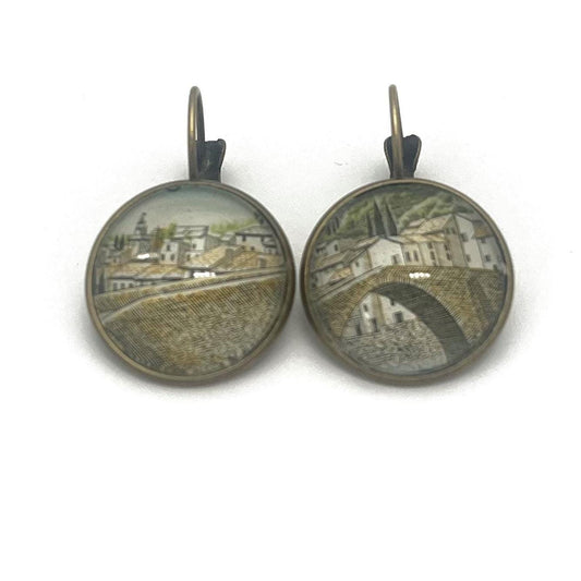 1995 Bridge Nyons - Drôme - Postage Stamp Earrings