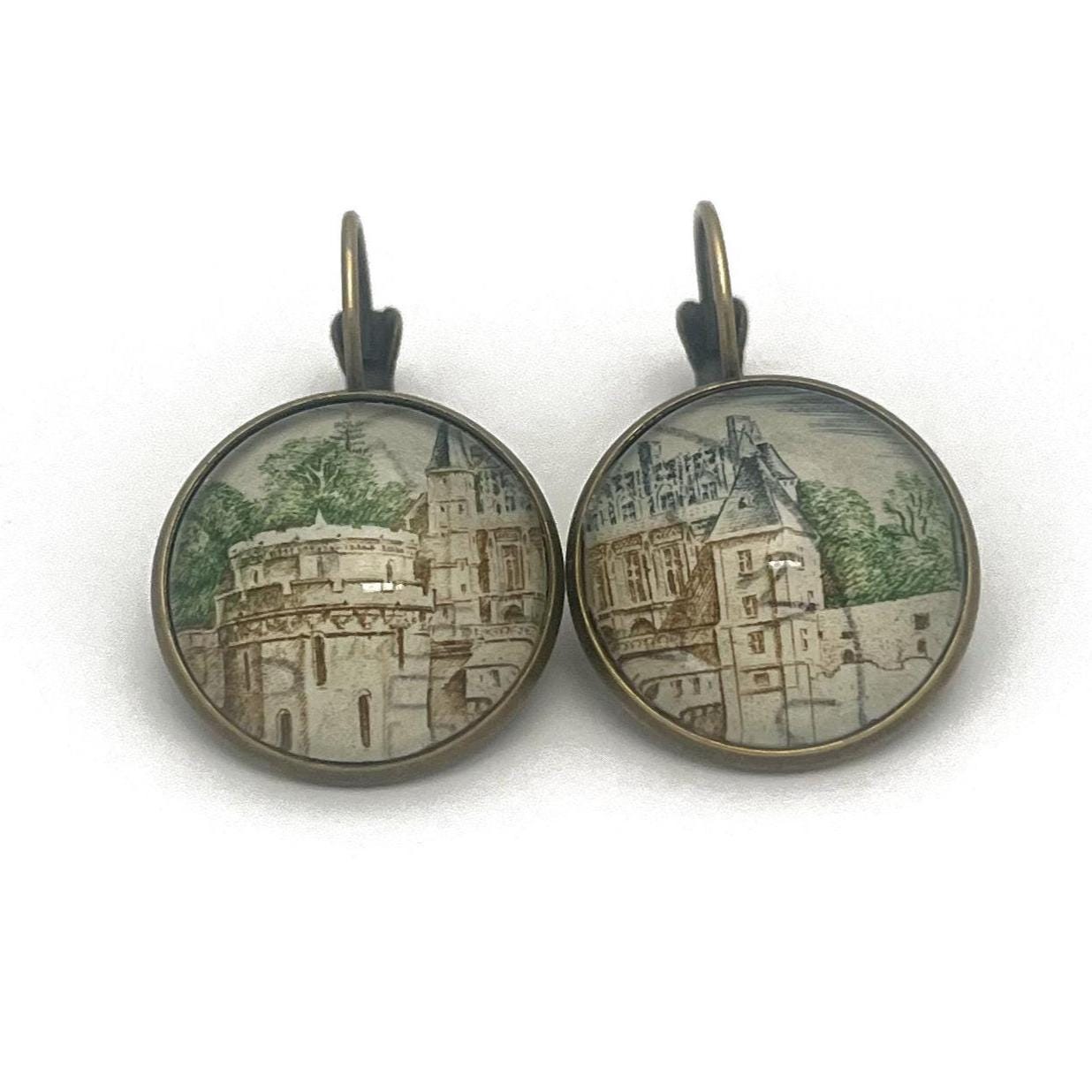 1963 Amboise Castle - France Stamp - Postage Stamp Earrings