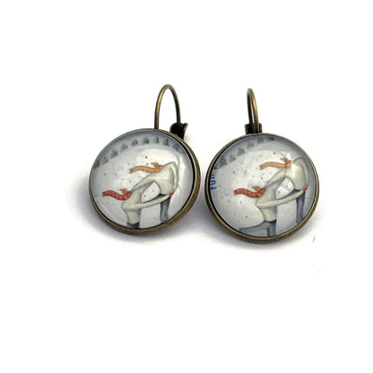 2014 Winter Fun USA Stamp - Postage Stamp Earrings