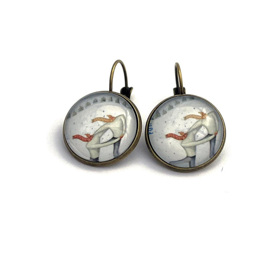 2014 Winter Fun USA Stamp - Postage Stamp Earrings