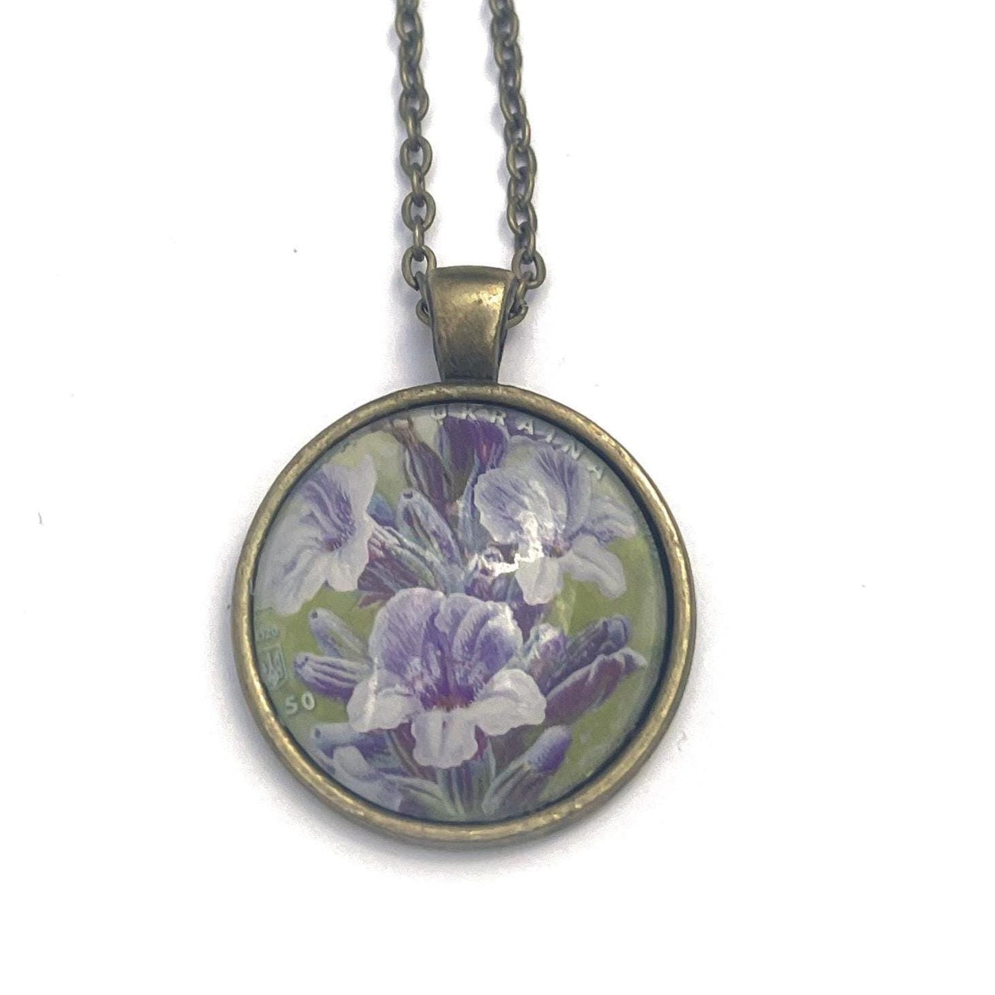 2020 Lavender Ukraine Stamp - Postage Stamp Necklace