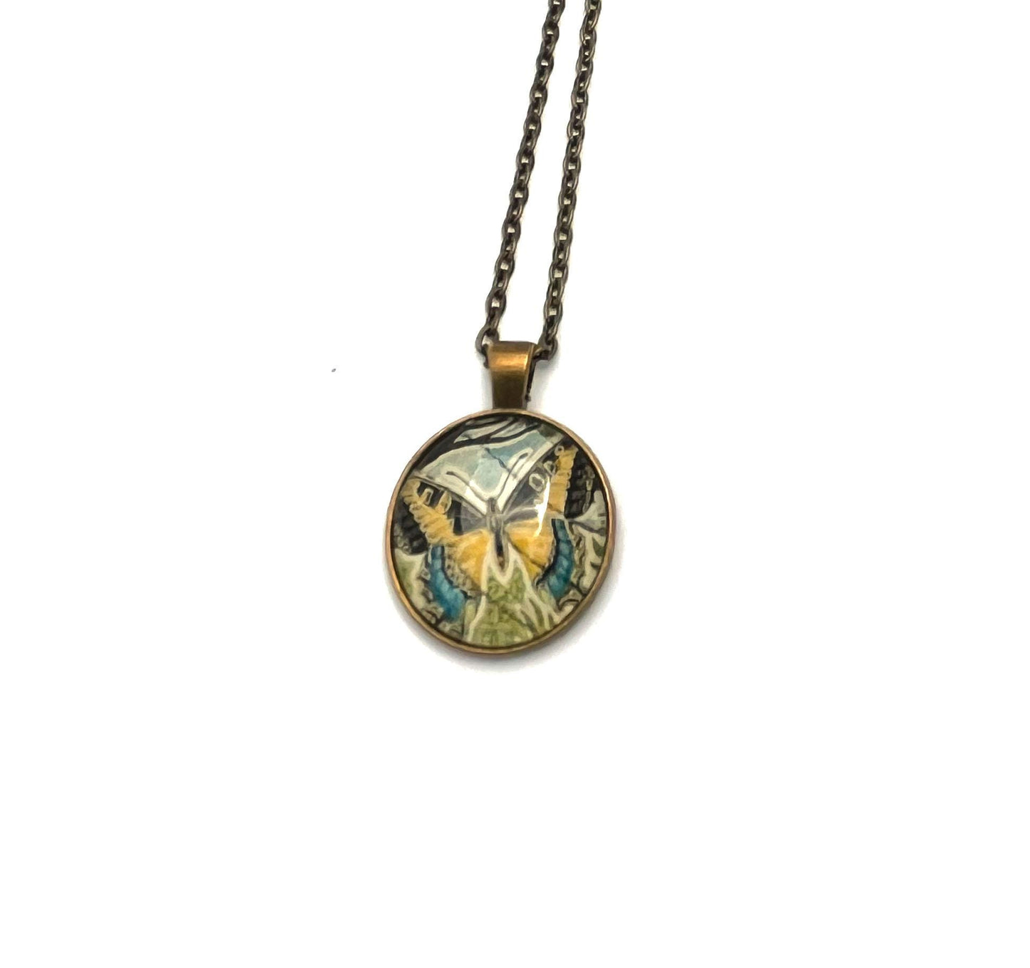 1965 Swallowtail Butterfly - Lebanon Stamp  - United States Stamp - Postage stamp jewelry - Postage Stamp Necklace