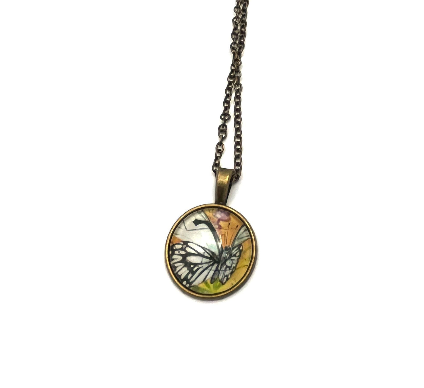 2011 Butterfly - Israel Stamp - Postage stamp jewelry - Postage Stamp Necklace