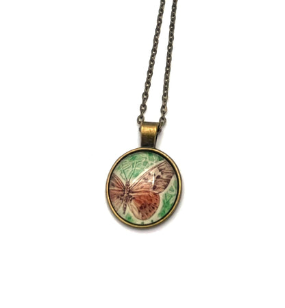 1960 Garden Acraea Butterfly - Madagascar Stamp - United States Stamp - Postage stamp jewelry - Postage Stamp Necklace