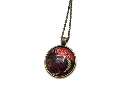 1971 Butterfly - Ajman Stamp - Postage Stamp Jewelry - Vintage Postage Stamp Necklace - Antique Bronze