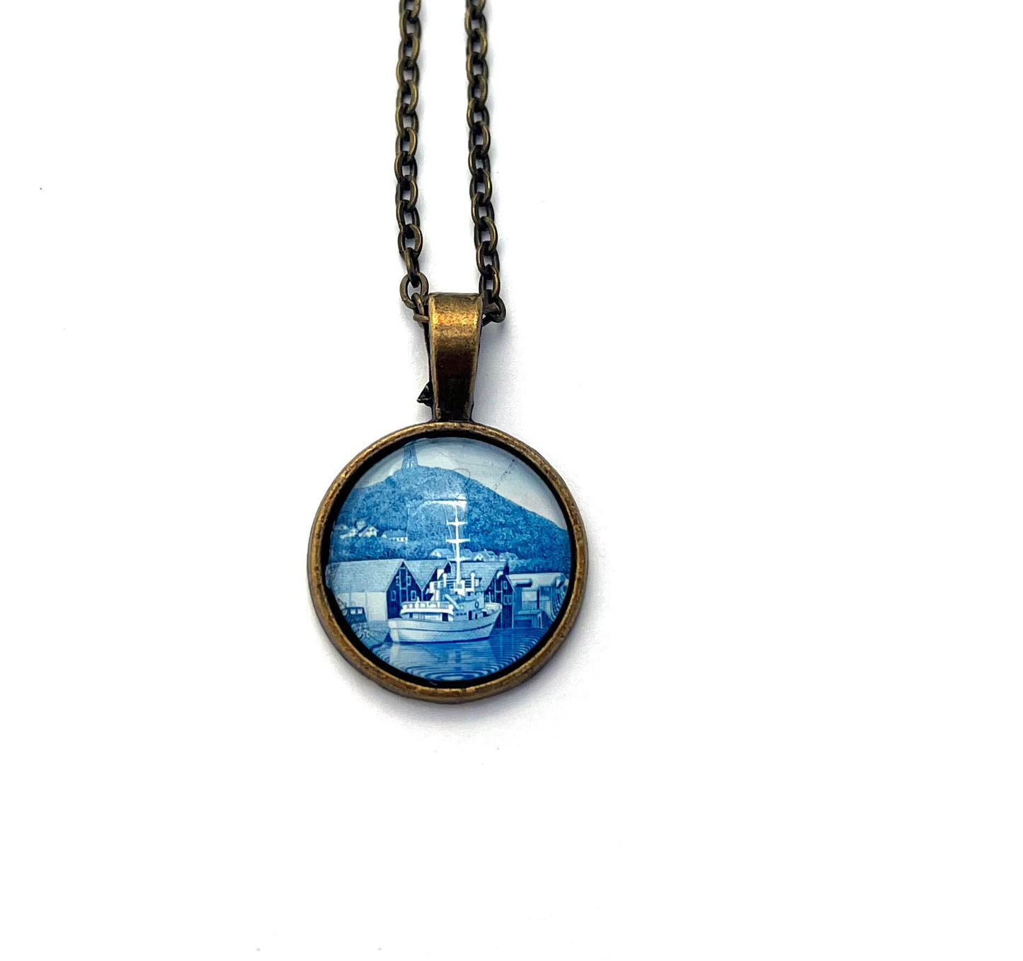 1998 Egersund - Norway Stamp - Postage Stamp Jewelry - Vintage Postage Stamp Necklace - Antique Bronze Finish