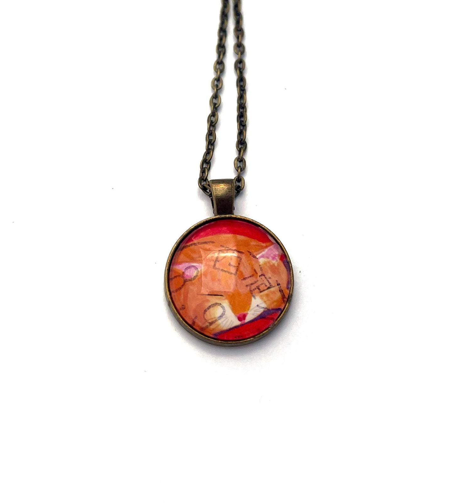 1996 Cat - Japan Stamp - Postage stamp jewelry - Postage Stamp Necklace