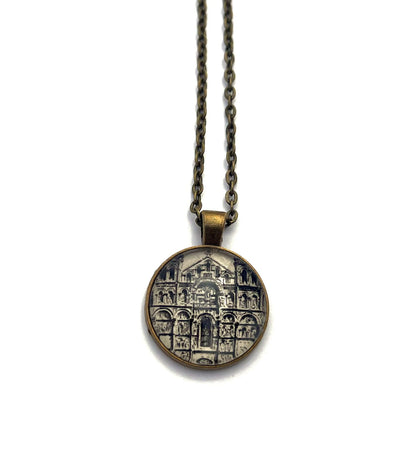 1944 Cathedral of Angouleme - France Postage Stamp - Postage stamp jewelry - Postage Stamp Necklace