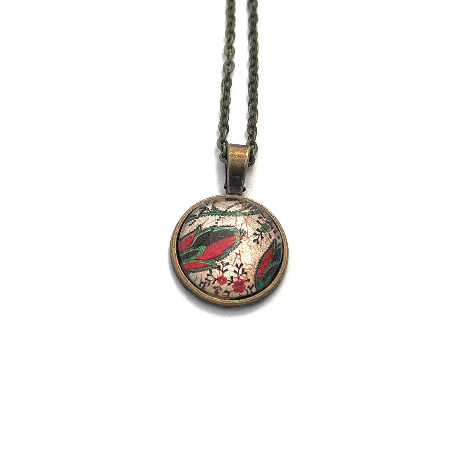 2019 African Textile - France Stamp - Postage Stamp Jewelry - Vintage Postage Stamp Necklace - Antique Bronze Finish