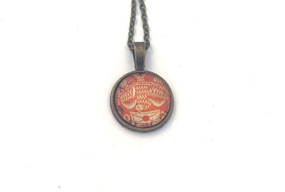 1920s Orange Dove Stamp - Carrier Pigeon -Czechoslovakian Postage Stamp Jewelry - Vintage Postage Stamp Necklace - Antique Bronze
