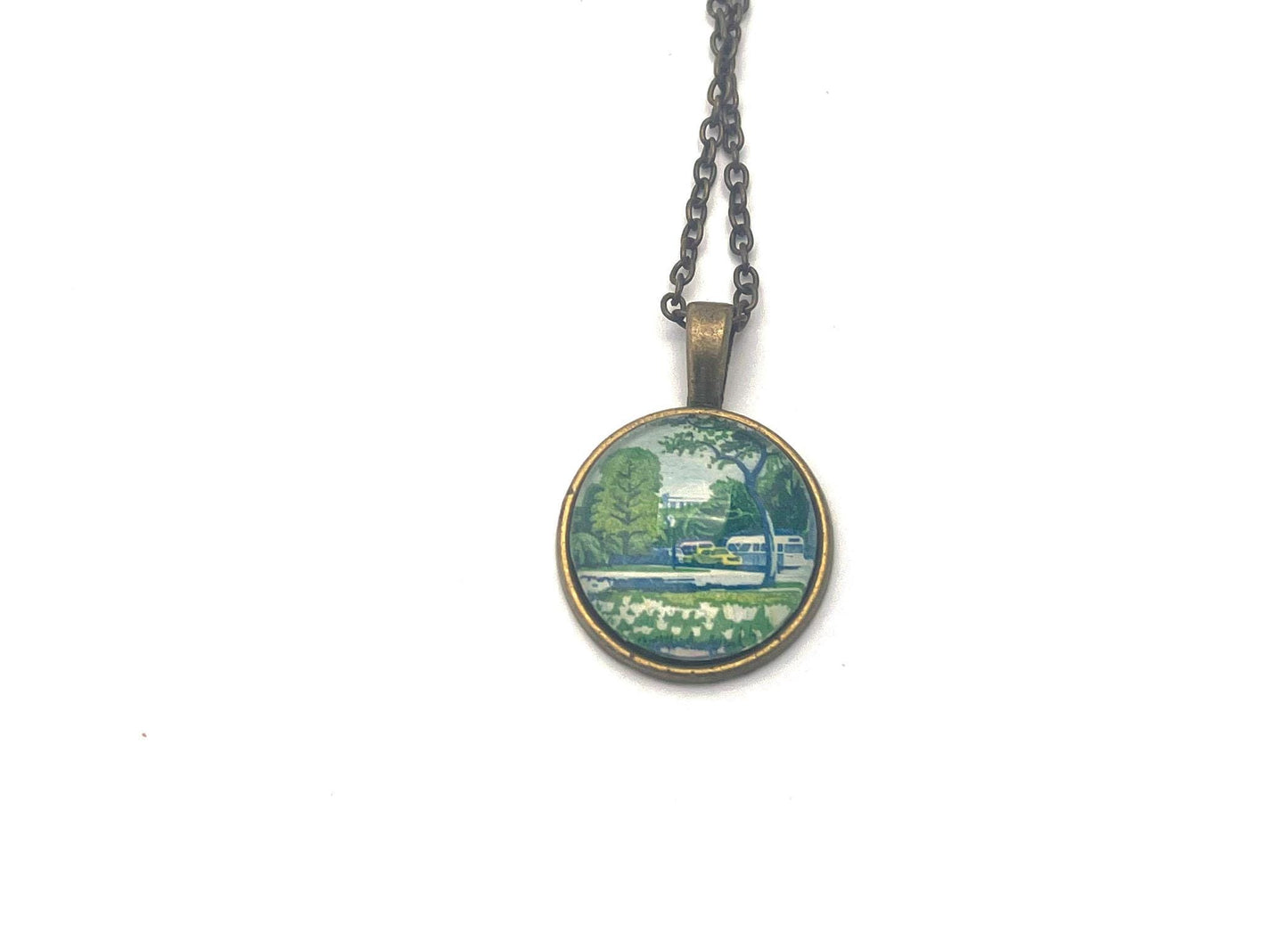 1969 Plant for more beautiful cities - US stamp - Postage Stamp Jewelry - Vintage Postage Stamp Necklace - Antique Bronze