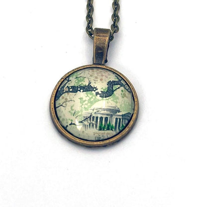 1966 Cherry Blossoms - US Stamp - Postage stamp jewelry - Vintage Postage Stamp Necklace - Antique bronze finish