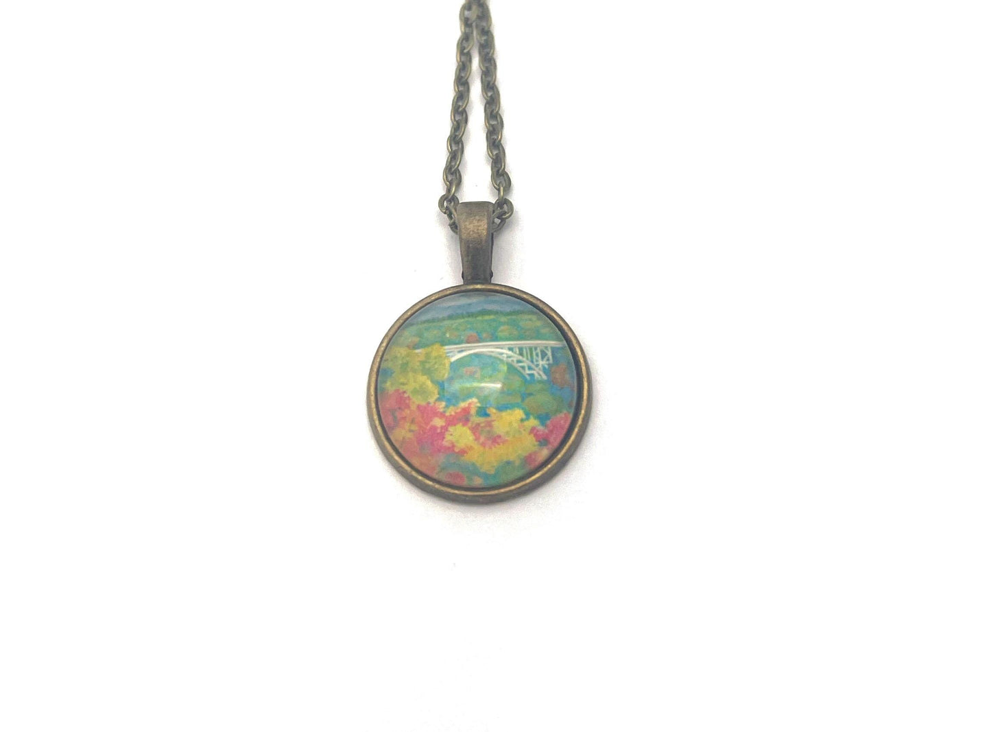 1972 Bridge - Japan Stamp - United States Stamp - Postage stamp jewelry - Postage Stamp Necklace