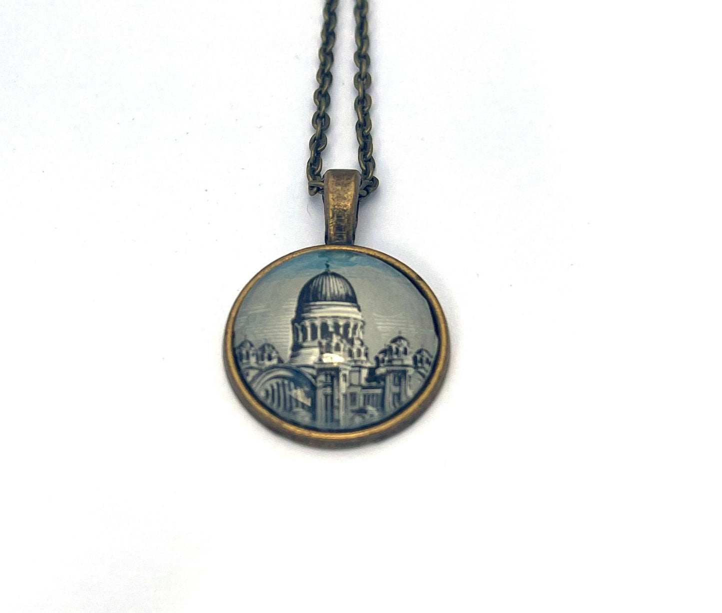 1965 St. Andrew Church -Greek Stamp - United States Stamp - Postage stamp jewelry - Postage Stamp Necklace