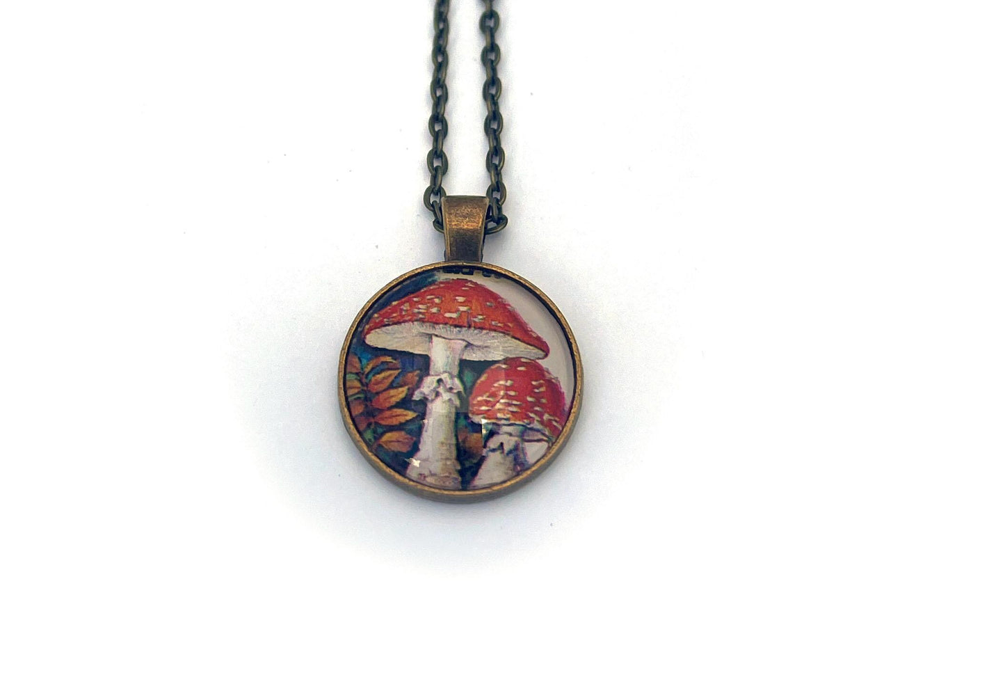 1986 Mushroom  - USSR United States Stamp - Postage stamp jewelry - Postage Stamp Necklace