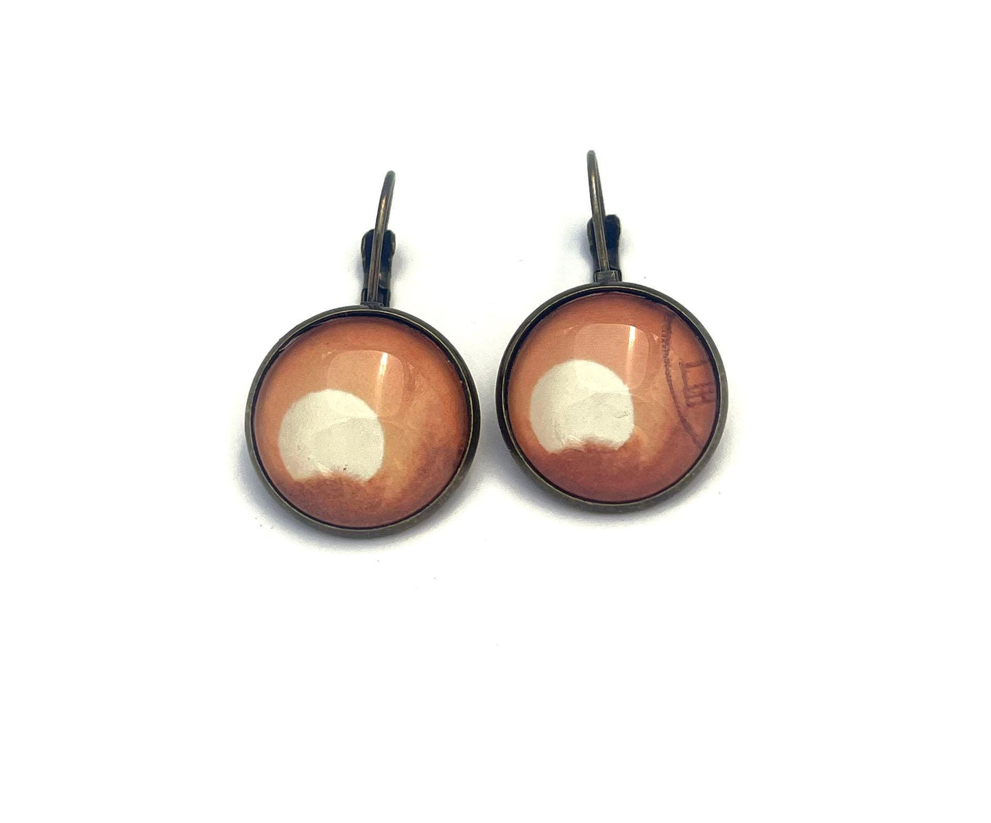 1988 Basho Matsuo Poem - Japan Postage Stamp Jewelry - Vintage Postage Stamp Earrings - French clip earrings in antique bronze finish