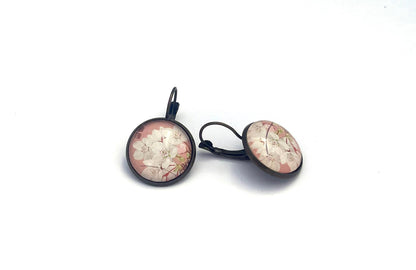 2019 Cherry Blossom - Japan Stamp - Postage stamp jewelry - Vintage Postage Stamp Earrings - French clip earrings in antique bronze finish