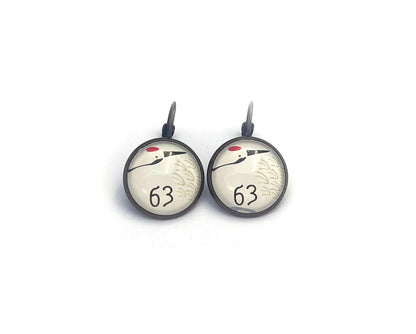 2021 Crane - Japan Stamp - Postage stamp jewelry - Vintage Postage Stamp Earrings - French clip earrings in antique bronze finish