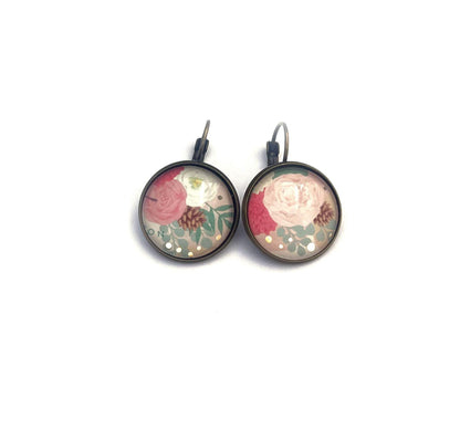 2021 Japan Stamp - Postage Stamp Jewelry - Vintage Postage Stamp Earrings - French clip earrings in antique bronze finish