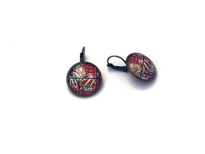 1973 Israel Stamp - Postage stamp jewelry - Postage Stamp Earrings - French clip earrings in antique bronze finish
