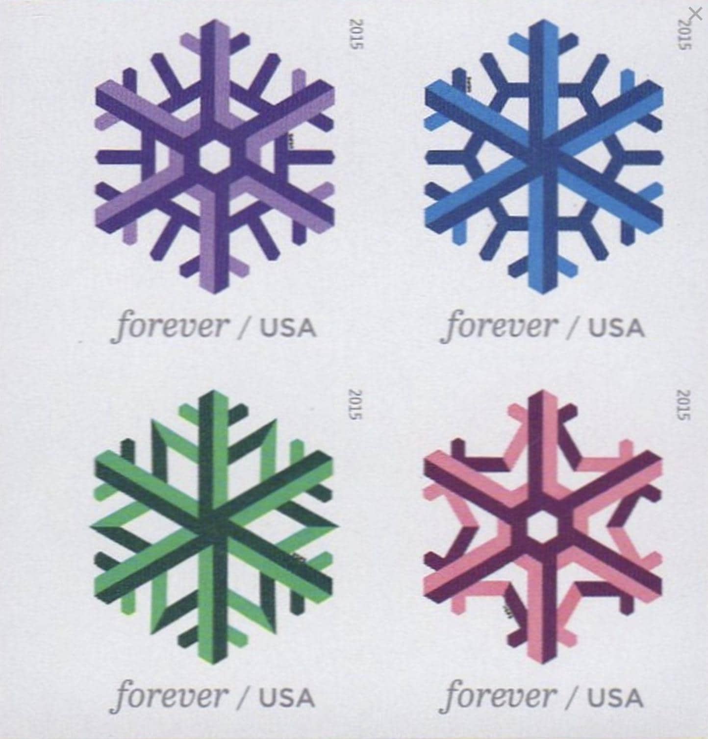 2015 Geometric Snowflakes USA Stamp - Postage Stamp Earrings