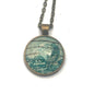 1964 World's Fair US Stamp - Postage Stamp Jewelry - Vintage Postage Stamp Necklace - Antique Bronze