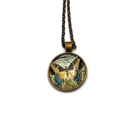 1965 Swallowtail Butterfly - Lebanon Stamp  - United States Stamp - Postage stamp jewelry - Postage Stamp Necklace