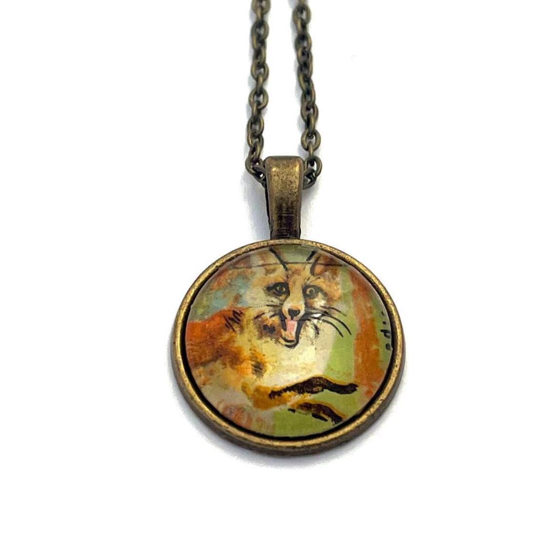 1966 Red Fox - Czechoslovakia Stamp - United States Stamp - Postage stamp jewelry - Postage Stamp Necklace