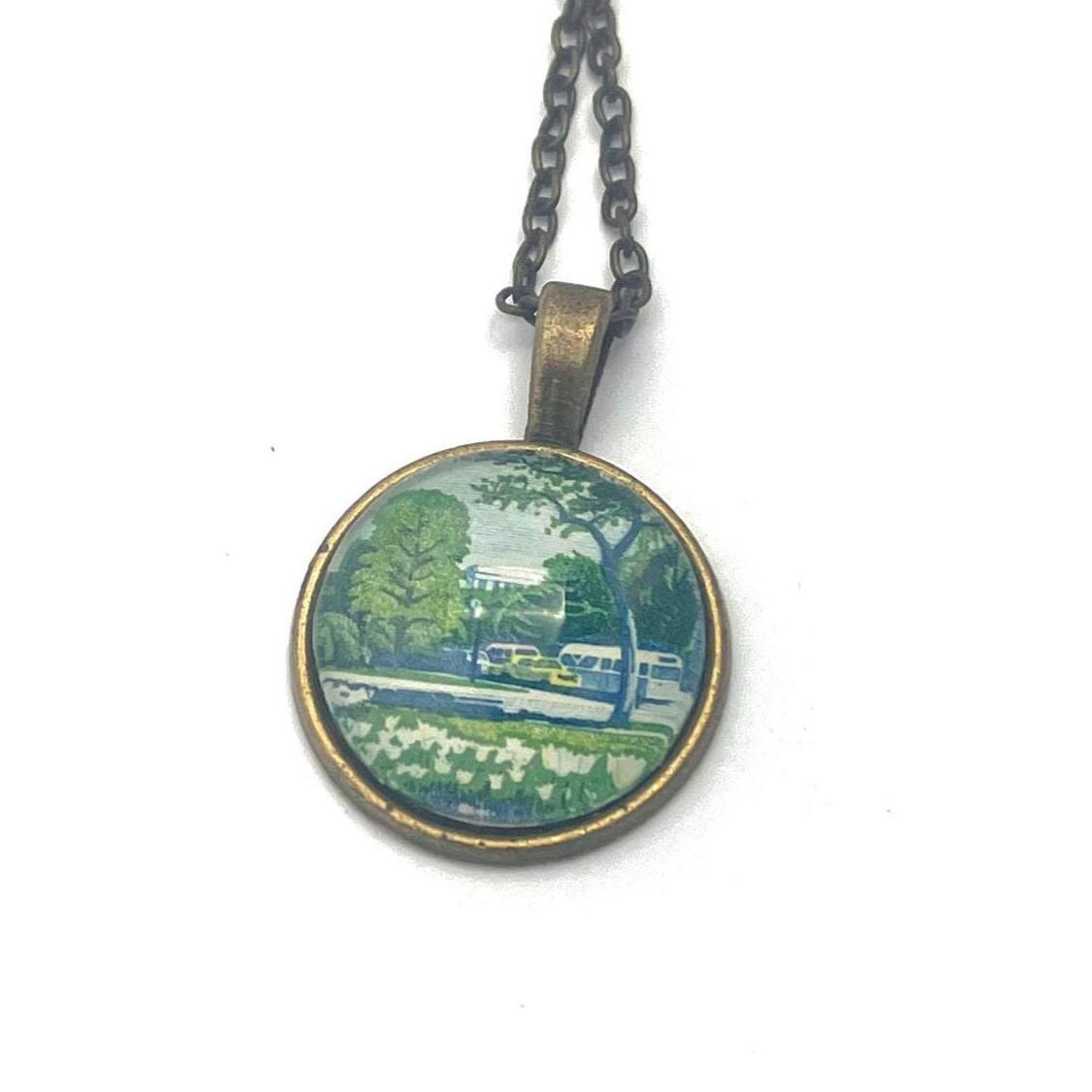 1969 Plant for more beautiful cities - US stamp - Postage Stamp Jewelry - Vintage Postage Stamp Necklace - Antique Bronze