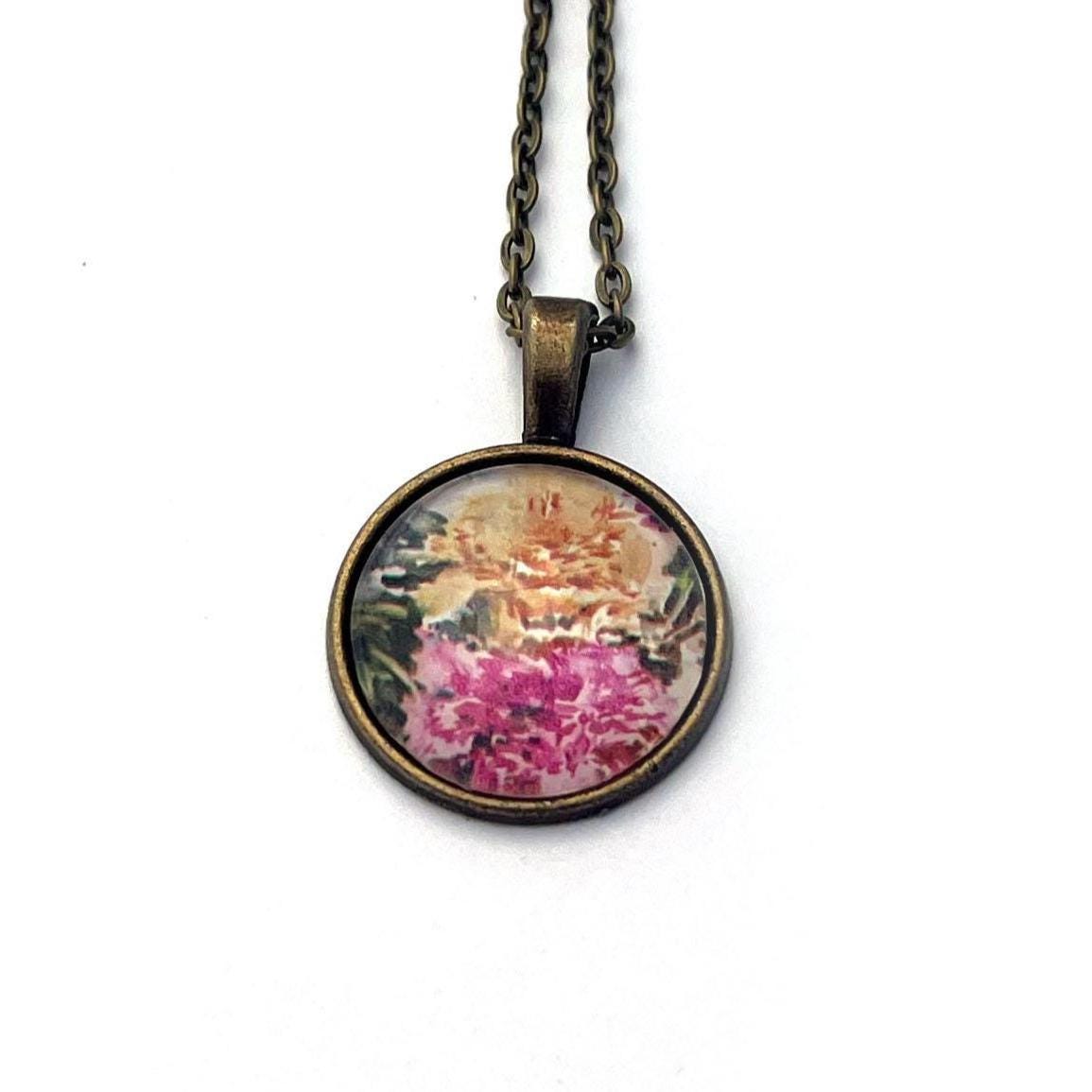 1981 Carnations -Italy Stamp - United States Stamp - Postage stamp jewelry - Postage Stamp Necklace