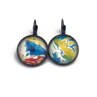 1981 Edouard Pignon "Divers" - France Stamp - Postage stamp jewelry - Vintage Postage Stamp Earrings - French clip earrings antique bronze