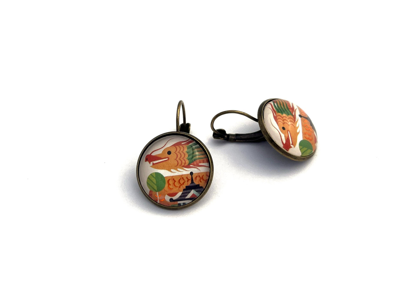 2018 USA Dragon Stamp - Postage Stamp Earrings
