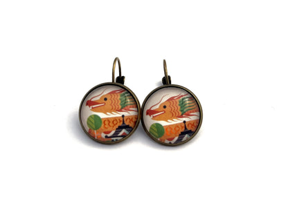 2018 USA Dragon Stamp - Postage Stamp Earrings