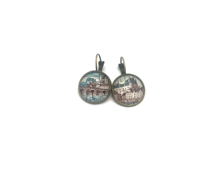 1973 Gien Chateau France Stamp - Postage Stamp Earrings