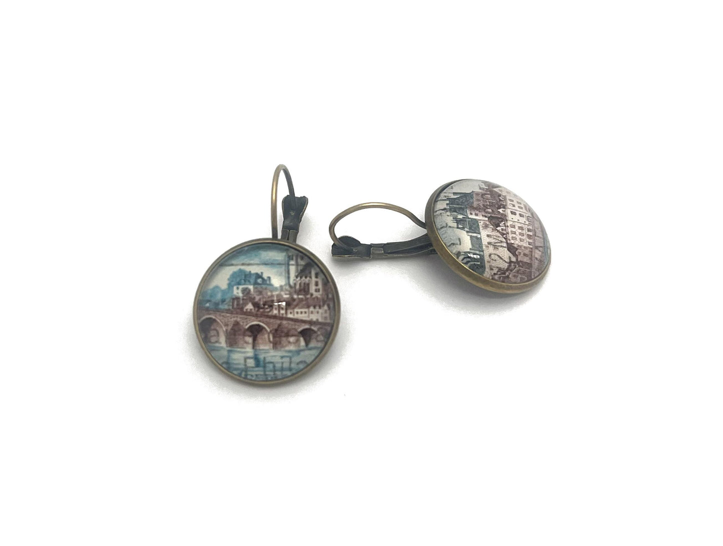 1973 Gien Chateau France Stamp - Postage Stamp Earrings
