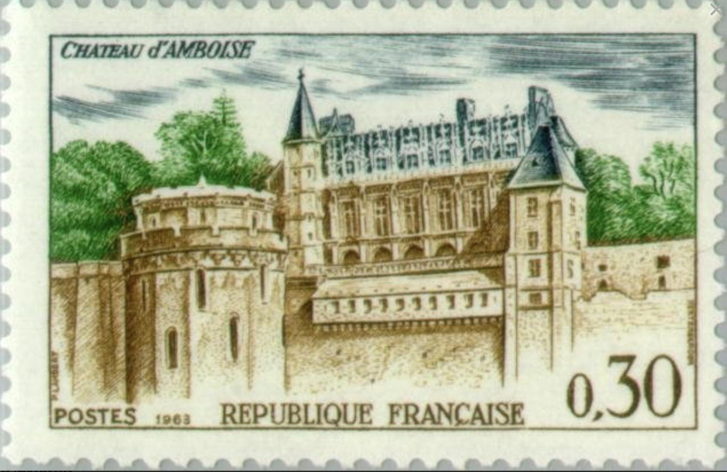 1963 Amboise Castle - France Stamp - Postage Stamp Earrings