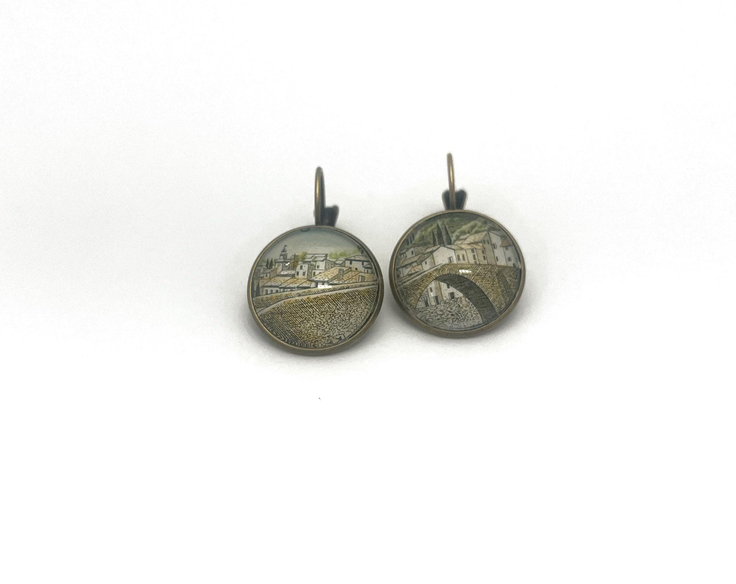 1995 Bridge Nyons - Drôme - Postage Stamp Earrings