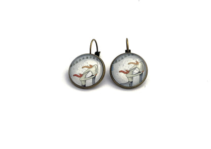 2014 Winter Fun USA Stamp - Postage Stamp Earrings