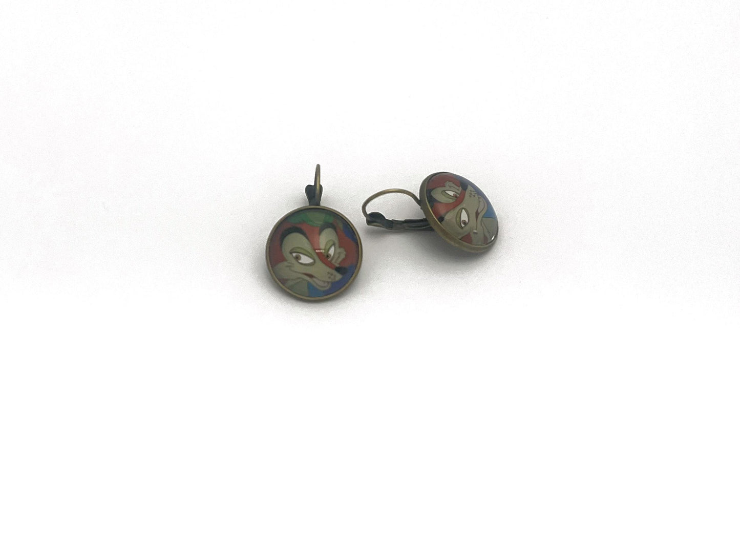 2017 Villains USA Stamp - Postage Stamp Earrings- Postage stamp jewelry - Vintage Postage Stamp Earrings - French clip earrings in antique bronze finish