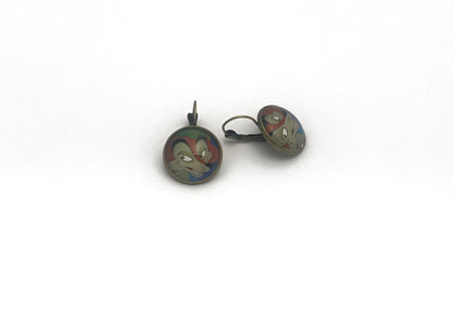2017 Villains USA Stamp - Postage Stamp Earrings- Postage stamp jewelry - Vintage Postage Stamp Earrings - French clip earrings in antique bronze finish