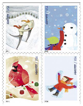 2014 Winter Fun USA Stamp - United States Stamp - Postage Stamp Necklace