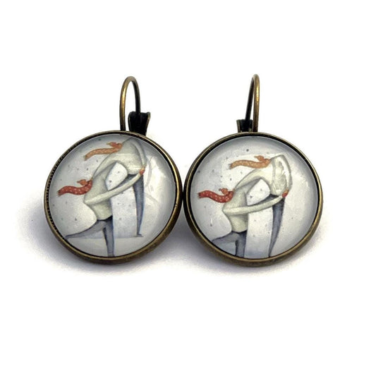 2014 Winter Fun USA Stamp - Postage Stamp Earrings