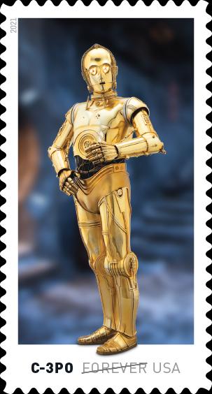 2021 Star Wars Droid C-3PO USA Stamp - Postage Stamp Necklace