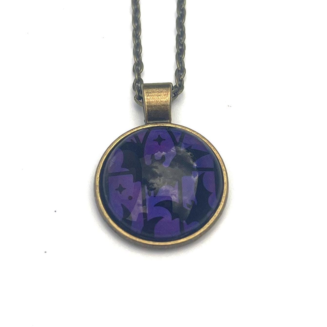 2019 USA Spooky Silhouettes Bats Stamp - Postage Stamp Jewelry - Vintage Postage Stamp Necklace - Antique Bronze Finish