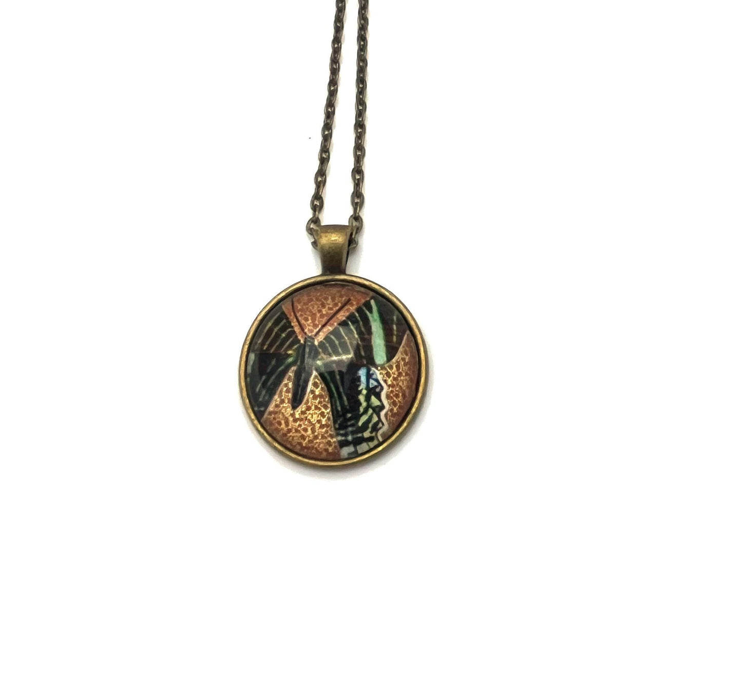 1971 Butterfly - Ajman Stamp - Postage Stamp Jewelry - Vintage Postage Stamp Necklace - Antique Bronze