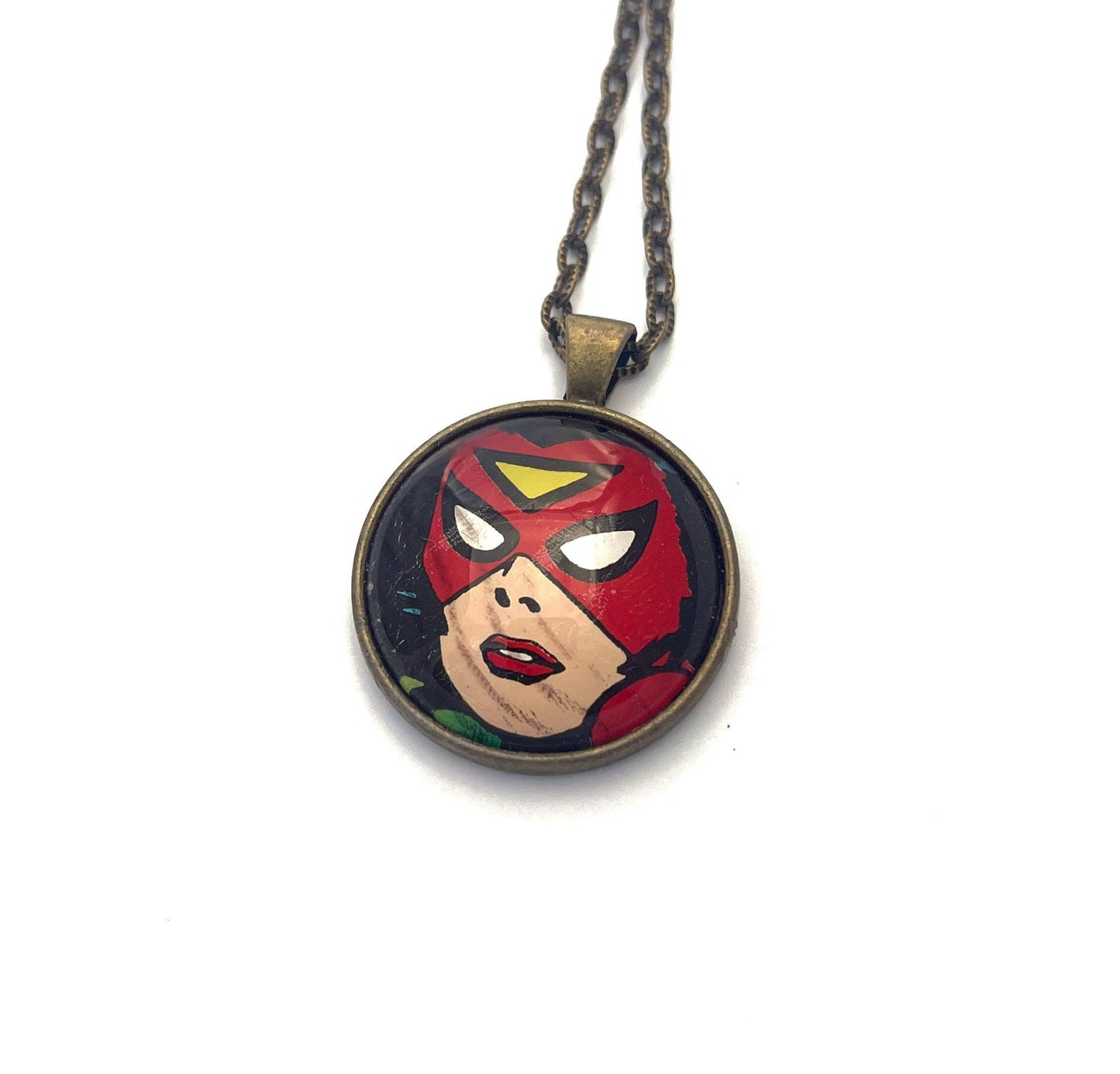 2007 Spider Woman - United States Stamp - Postage Stamp Jewelry - Vintage Postage Stamp Necklace - Antique Bronze