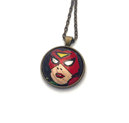 2007 Spider Woman - United States Stamp - Postage Stamp Jewelry - Vintage Postage Stamp Necklace - Antique Bronze