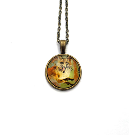 1966 Red Fox - Czechoslovakia Stamp - United States Stamp - Postage stamp jewelry - Postage Stamp Necklace